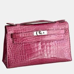 Hermes Mini Kelly I Peach Pink Shiny Crocodile Palladium