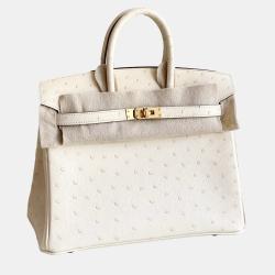 Hermes Birkin 25 Cream White Nata Ostrich Gold Hardware