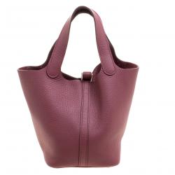 Pre Owned Hermes Bois de Rose Clemence Leather Picotin PM Bag