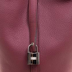 Pre Owned Hermes Bois de Rose Clemence Leather Picotin PM Bag