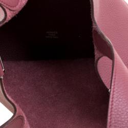 Pre Owned Hermes Bois de Rose Clemence Leather Picotin PM Bag