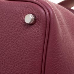 Pre Owned Hermes Bois de Rose Clemence Leather Picotin PM Bag