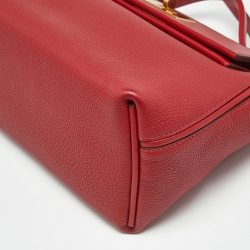 Pre Owned Hermes Rouge Piment/Rouge Vif Togo and Swift Leather Gold Finish 24/24 29 Bag