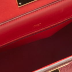 Pre Owned Hermes Rouge Piment/Rouge Vif Togo and Swift Leather Gold Finish 24/24 29 Bag