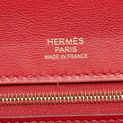 Pre Owned Hermes Rouge Piment/Rouge Vif Togo and Swift Leather Gold Finish 24/24 29 Bag