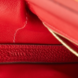 Pre Owned Hermes Rouge Piment/Rouge Vif Togo and Swift Leather Gold Finish 24/24 29 Bag