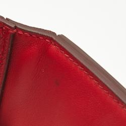 Pre Owned Hermes Rouge Piment/Rouge Vif Togo and Swift Leather Gold Finish 24/24 29 Bag