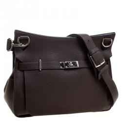 Pre Owned Hermes Cacao Taurillon Clemence Leather Jypsiere 37 Bag