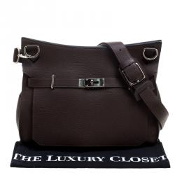 Pre Owned Hermes Cacao Taurillon Clemence Leather Jypsiere 37 Bag