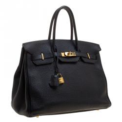 Pre Owned Hermes Black Togo Leather Gold Hardware Birkin 35 Bag