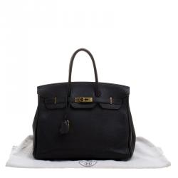 Pre Owned Hermes Black Togo Leather Gold Hardware Birkin 35 Bag