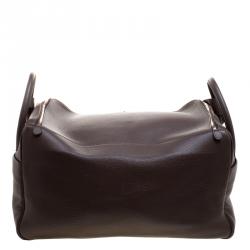 Pre Owned Hermes Cacao Togo Leather Palldium Hardware Lindy Voyage Bag