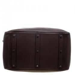 Pre Owned Hermes Cacao Togo Leather Palldium Hardware Lindy Voyage Bag