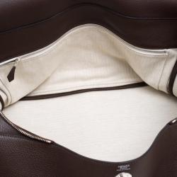 Pre Owned Hermes Cacao Togo Leather Palldium Hardware Lindy Voyage Bag