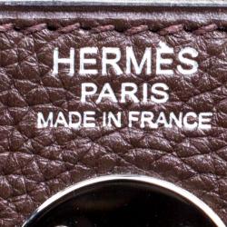 Pre Owned Hermes Cacao Togo Leather Palldium Hardware Lindy Voyage Bag
