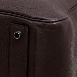 Pre Owned Hermes Cacao Togo Leather Palldium Hardware Lindy Voyage Bag