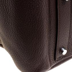 Pre Owned Hermes Cacao Togo Leather Palldium Hardware Lindy Voyage Bag