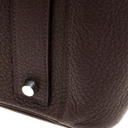 Pre Owned Hermes Cacao Togo Leather Palldium Hardware Lindy Voyage Bag
