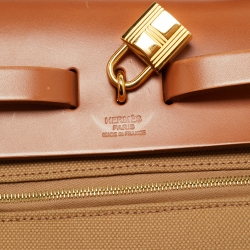 Pre Owned Hermès Chai/Fauve Militaire Toile and Vache Hunter Herbag 31 Bag