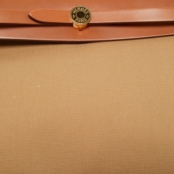 Pre Owned Hermès Chai/Fauve Militaire Toile and Vache Hunter Herbag 31 Bag