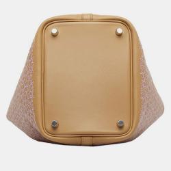 Pre Owned Hermes Picotin Lock 18 Lucky Daisy Handbag Chai Rose Swift Bag 