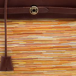 Pre Owned Hermes Brown Vibrato Leather and Canvas Herbag 2 in 1