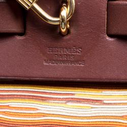 Pre Owned Hermes Brown Vibrato Leather and Canvas Herbag 2 in 1