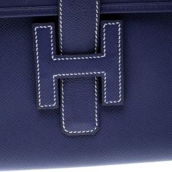 Pre Owned Hermes Blue Epsom Leather Jige PM Clutch