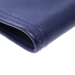 Pre Owned Hermes Blue Epsom Leather Jige PM Clutch