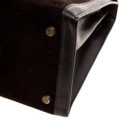 Pre Owned Hermes Dark Marron Box Calf Leather and Suede Gold Hardware Kelly Sellier 32 Bag