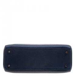 Pre Owned Hermes Blue De-Presse Togo Palladium Hardware Kelly Retourne 32 Bag