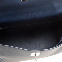 Pre Owned Hermes Blue De-Presse Togo Palladium Hardware Kelly Retourne 32 Bag