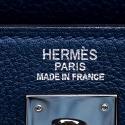Pre Owned Hermes Blue De-Presse Togo Palladium Hardware Kelly Retourne 32 Bag