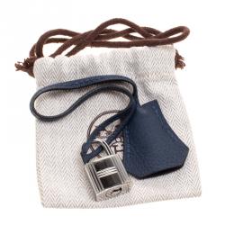 Pre Owned Hermes Blue De-Presse Togo Palladium Hardware Kelly Retourne 32 Bag
