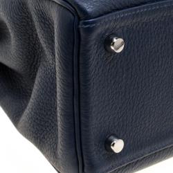 Pre Owned Hermes Blue De-Presse Togo Palladium Hardware Kelly Retourne 32 Bag