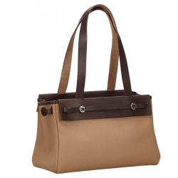 Pre Owned Hermes Bicolor Canvas/Leather 2-in-1 Herbag Cabas PM Bag