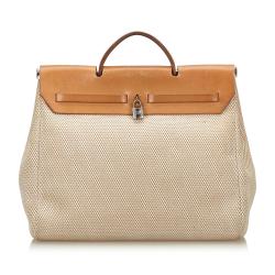 Pre Owned Hermes Bicolor Canvas/Leather 2-in-1 Herbag MM Bag