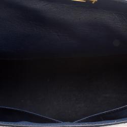 Pre Owned Hermes Blue De Malte Ostrich Gold Hardware Kelly Sellier 35 Bag