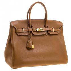 Hermes Gold Togo Leather Gold Hardware Birkin 35 Bag