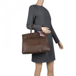 Hermes Cacao Clemence Leather Palladium Hardware Birkin 35 Bag