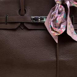Hermes Cacao Clemence Leather Palladium Hardware Birkin 35 Bag