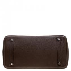 Hermes Cacao Clemence Leather Palladium Hardware Birkin 35 Bag