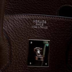 Hermes Cacao Clemence Leather Palladium Hardware Birkin 35 Bag