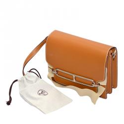 Pre Owned Hermes Gold Leather Palladium Hardware Roulis Bag