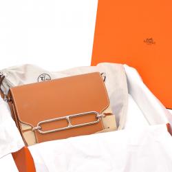 Pre Owned Hermes Gold Leather Palladium Hardware Roulis Bag