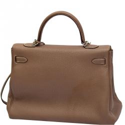 Pre Owned Hermes Etoupe Togo Leather Palladium Hardware Kelly Retourne 35 Bag