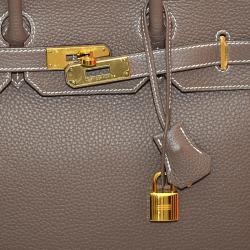 Hermes Etoupe Togo Leather Gold Hardware Birkin 35 Bag