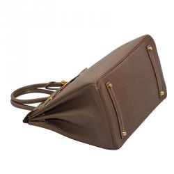 Hermes Etoupe Togo Leather Gold Hardware Birkin 35 Bag