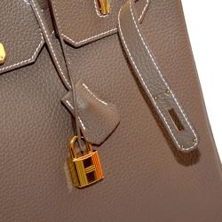 Hermes Etoupe Togo Leather Gold Hardware Birkin 35 Bag