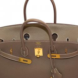 Hermes Etoupe Togo Leather Gold Hardware Birkin 35 Bag